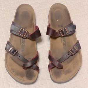 Maroon Size 40 Birkenstock sandals